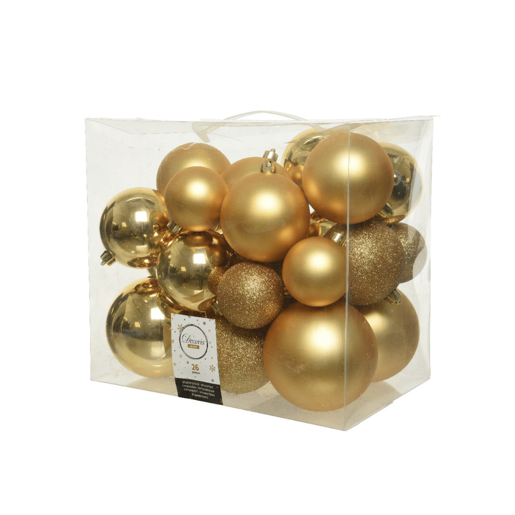 Lichtgoud kerstballen (26 stuks)